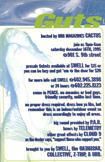 Guts flyer, 901 S. 9th street, Arizona, December 16, 1995