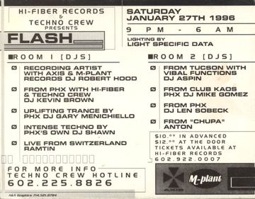 FLASH flyer, Arizona, January 27, 1996