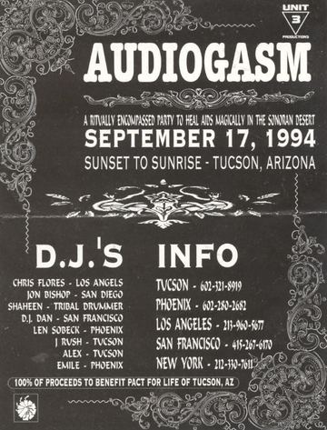 Audiogasm flyer, Tucson, September 17, 1994