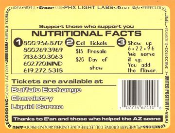 NUTRITIONAL FACTS flyer, Arizona, June 22, 1996