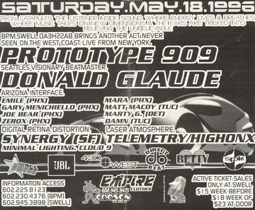 Prototype 909 and Donald Glaude flyer, Arizona, May 18, 1996