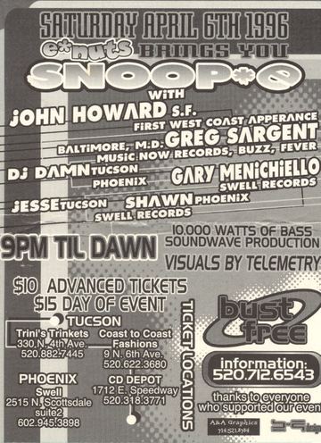 e*nuts Snoop*e flyer, Arizona, April 6, 1996