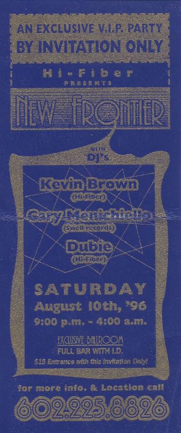New Frontier flyer, Exclusive Ballroom, Arizona, August 10, 1996