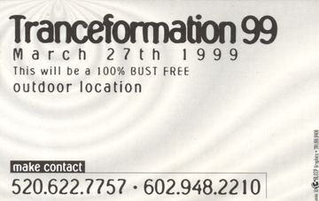 Tranceformation 99 flyer, Arizona, March 27, 1999