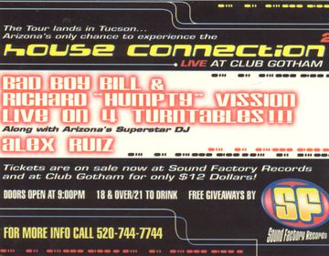 House Connection 2 flyer, Club Gotham, Tucson, c. 1998