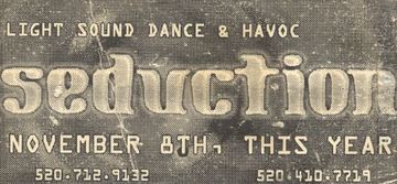 Seduction flyer, Tucson, November 8, year unknown