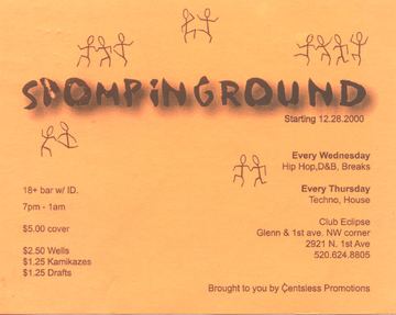 Stompinground flyer, Club Eclipse, Tucson, December 28, 2000