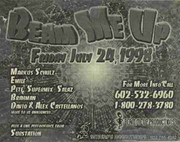 Beam Me Up flyer, Tucson, July 24, 1998