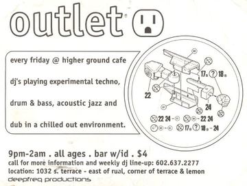 outlet flyer, Higher Ground Cafe, Tucson, Date unknown