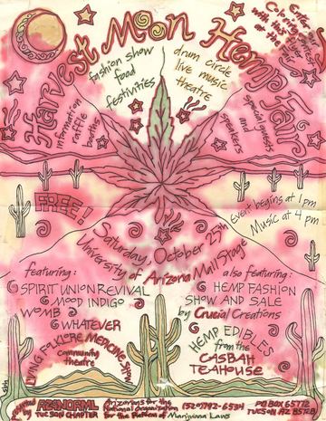 Harvest Moon Hemp Fair flyer, University of Arizona Mall Stage, Tucson, October 25, 1997 (best guess)