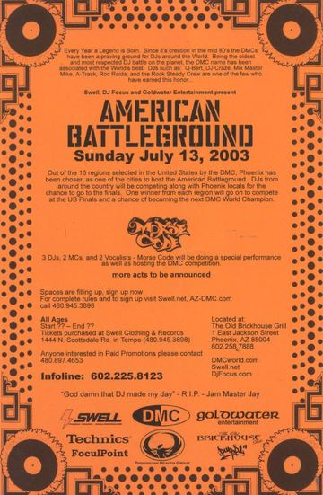 American Battleground flyer, The Old Brickhouse Grill, Phoenix, July 13, 2003