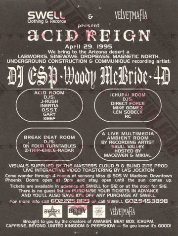 Acid Reign flyer, 505 W. Madison, Phoenix, April 29, 1995