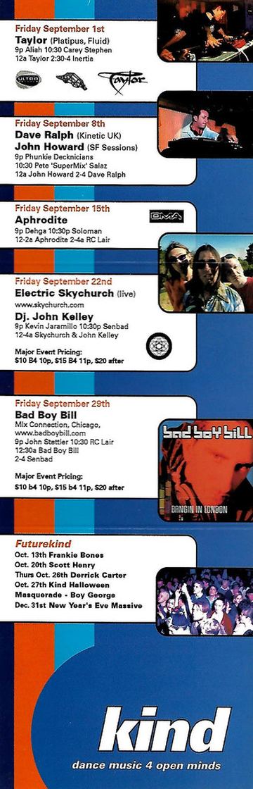 kind fridays September listings flyer, Arizona, September 1, 2000 (best guess)