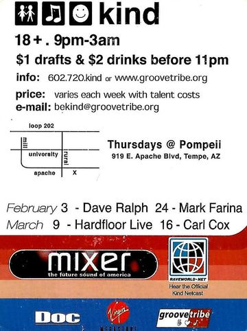 kind Thursdays flyer, Pompeii, Tempe, February 3, year unknown