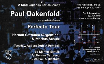 Paul Oakenfold Perfecto Tour flyer, Pompeii, Tempe, August 29, 2000 (best guess)