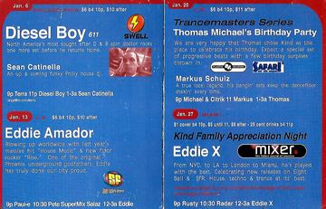 Kind January listings (Trancemasters Series) flyer, Arizona, January, year unknown