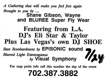 A Gathering (Shane Gibson, Wayne and BLUREE Super Fly Wear) flyer, Arizona, July 24, year unknown