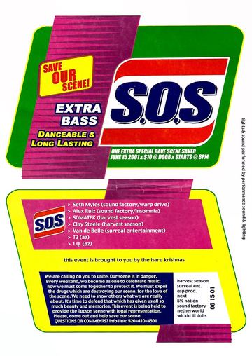 S.O.S. (Save Our Scene!) flyer, Tucson, June 15, 2001