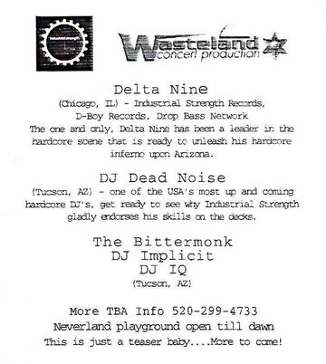 Wasteland Concert Production flyer, Arizona, Date unknown