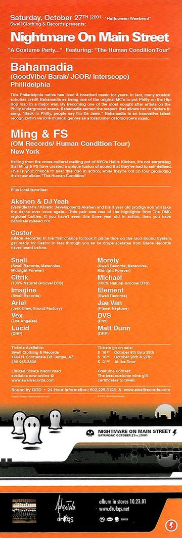 Nightmare On Main Street flyer, Arizona, October 27, 2001