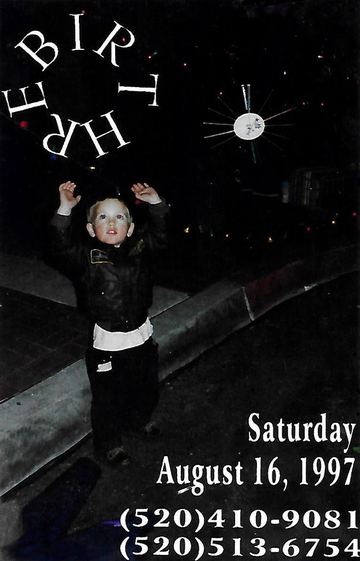 Birthday flyer, Tucson, August 16, 1997