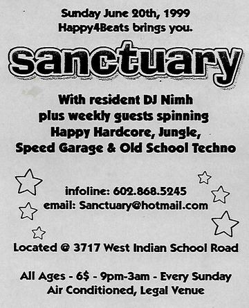 Sanctuary flyer, 3717 West Indian School Road, June 20, 1999