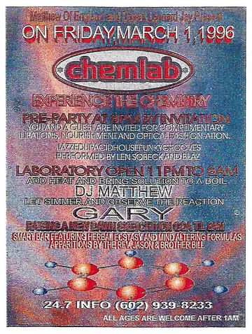 Chemlab flyer, Arizona, March 1, 1996
