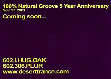 100% Natural Groove 5 Year Anniversary flyer, Arizona, November 17, 2001