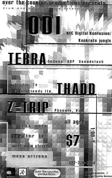 Over the Counter Productions presents flyer, The Nile Theater 105, Mesa, Date unknown