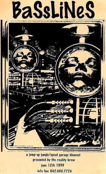 Basslines flyer, Arizona, June 12, 1998