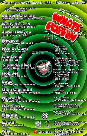 What's Poppin flyer, Phoenix, November 6, 1999