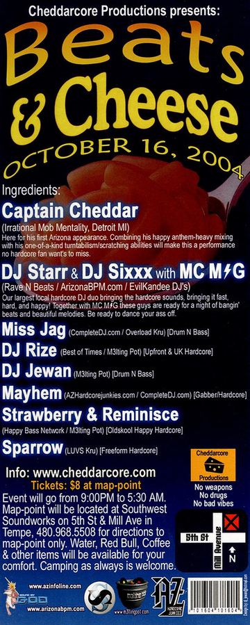 Beats & Cheese flyer, Southwest Soundworks, Tempe, October 16, 2004
