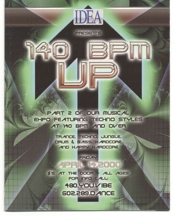140 BPM UP flyer, Tucson, April 14, 2000