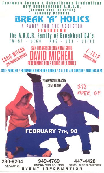 Break 'A' Holics flyer, Tucson, February 7, 1998