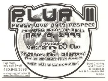 PLUR III The Musik Make-Up Party flyer, Tucson, May 8, 1999