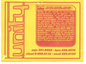 Unity flyer, The Icehouse, Tucson, July 6, 1996