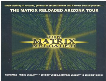 The Matrix Reloaded Arizona Tour flyer, Tucson, January 17, 2003