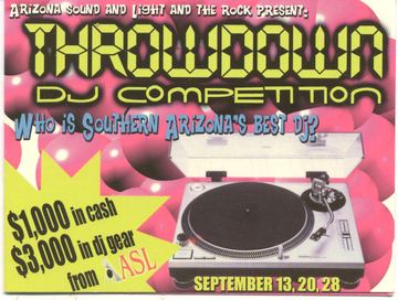 Throwdown DJ Competition flyer, Tucson, September, year unknown