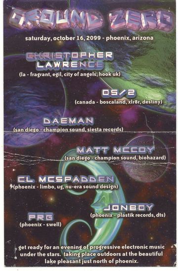 Ground Zero flyer, Lake Pleasant, Phoenix, October 16, 1999