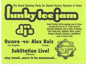 Funky Toe Jam flyer, Yuma, Date unknown