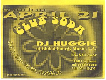 Club Soda flyer, Wildcat House, Tucson, April 21, 1996 (best guess)