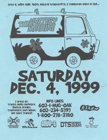 The Mystery Machine flyer, Tucson, December 4, 1999