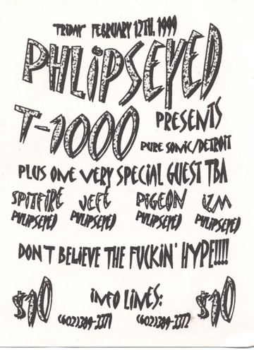 Philipseyed presents T-1000 flyer, Tucson, February 12, 1999