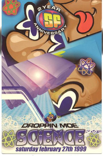 2 Year Anniversary Droppin Moe Science flyer, Tucson, February 27, 1999