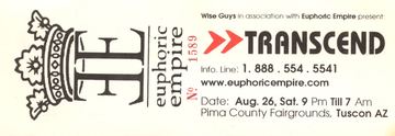 Transcend flyer, Pima County Fairgrounds, Tucson, August 26, 2000