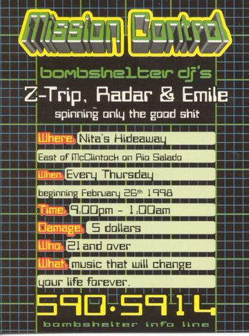 Mission Control flyer, Nita's Hideaway, Arizona, February 26, 1998