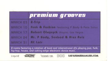 Premium Grooves flyer, Liquid, Arizona, March, year unknown