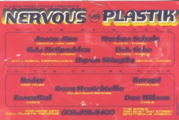 Nervous vs Plastik flyer, The Works, 7221 East 2nd Street, Scottsdale, c. 1997