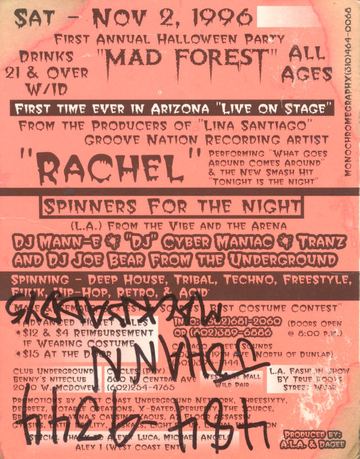 Mad Forest (First Annual Halloween Party) flyer, Arizona, November 2, 1996