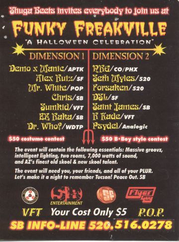 Funky Freakville (A Halloween Celebration) flyer, Tucson, Date unknown